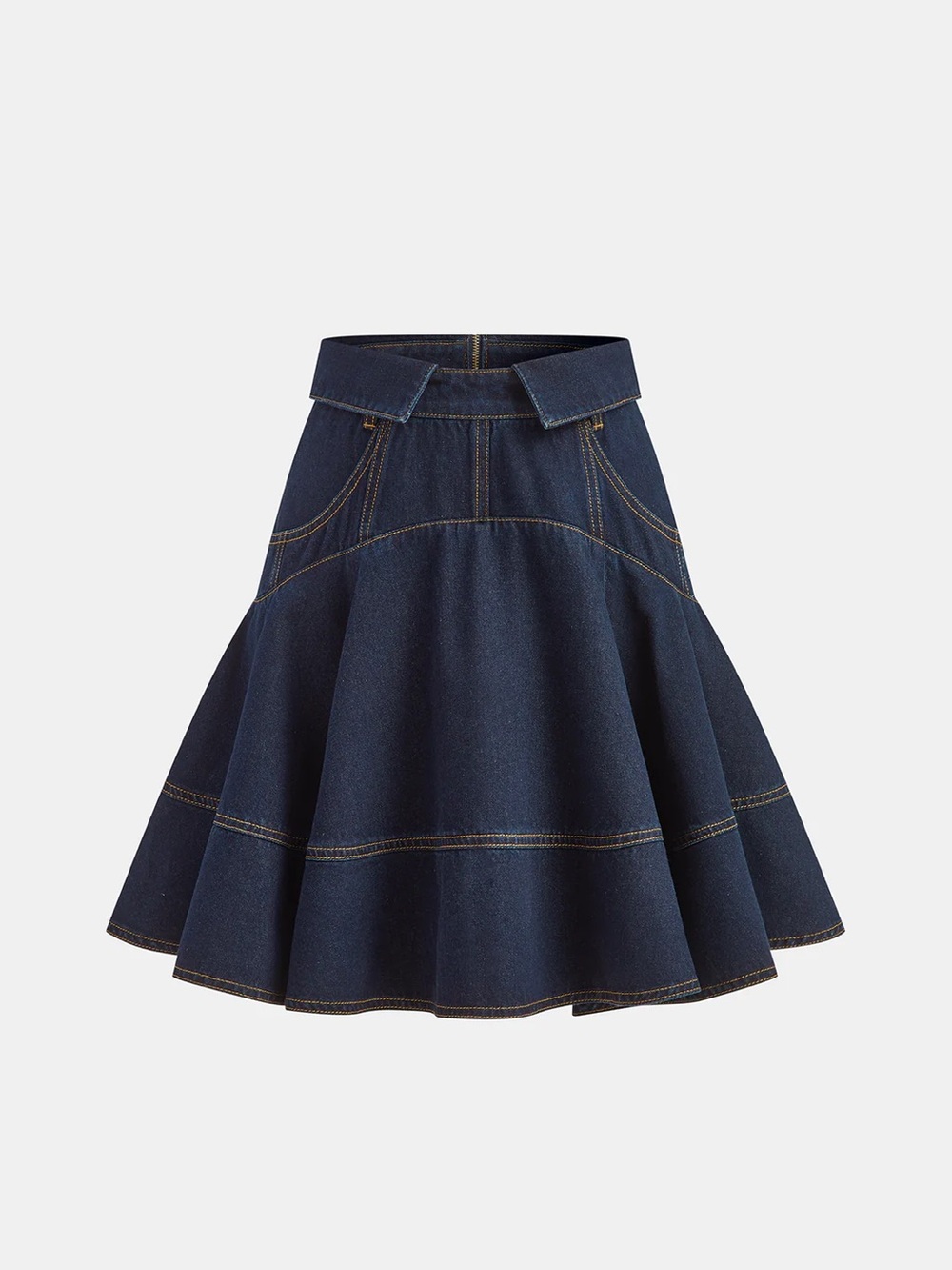 COMMENSE Denim High-Waist Flared Skirt - size Small
